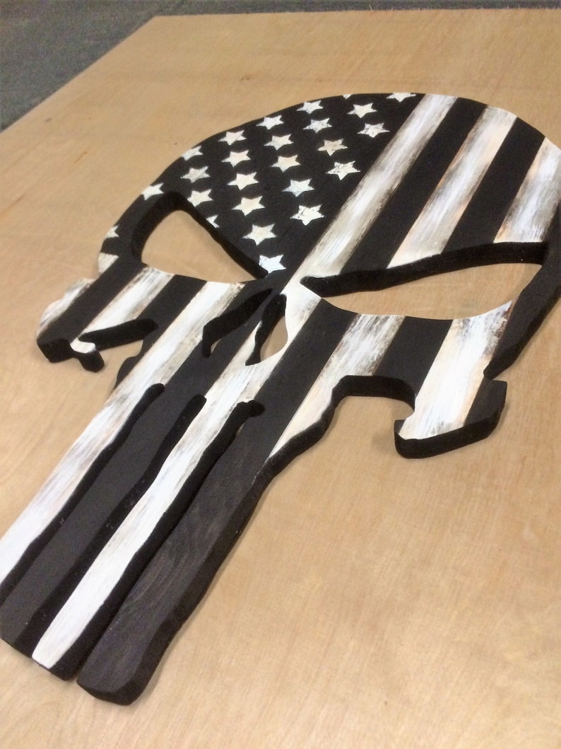 Punisher Skull American Flag Stars And Stripes Man Cave Etsy