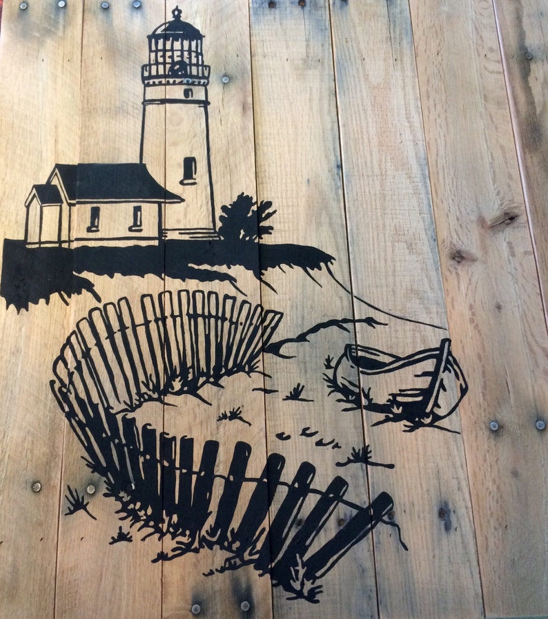 Light House Beach Boat Rustic Wall Decor Ocean Scene Etsy