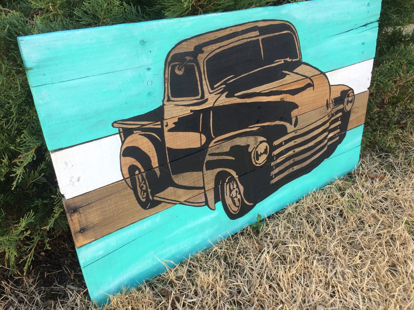 Truck Vintage /rustic Pickup Truck Beach/ Pallet Art Etsy