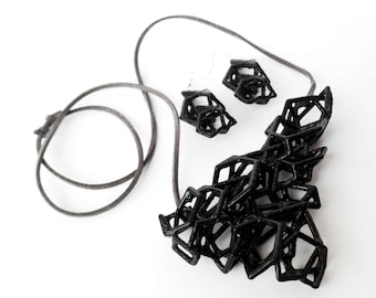 Mujeres impresa 3D Voronoi de moderna bisutería conjunto collar pendientes