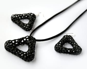 Mujeres impresa 3D Voronoi de moderna bisutería conjunto collar pendientes