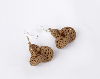3D PRINTED WOOD Women Modern Fashion Voronoi Jewellery Earrings