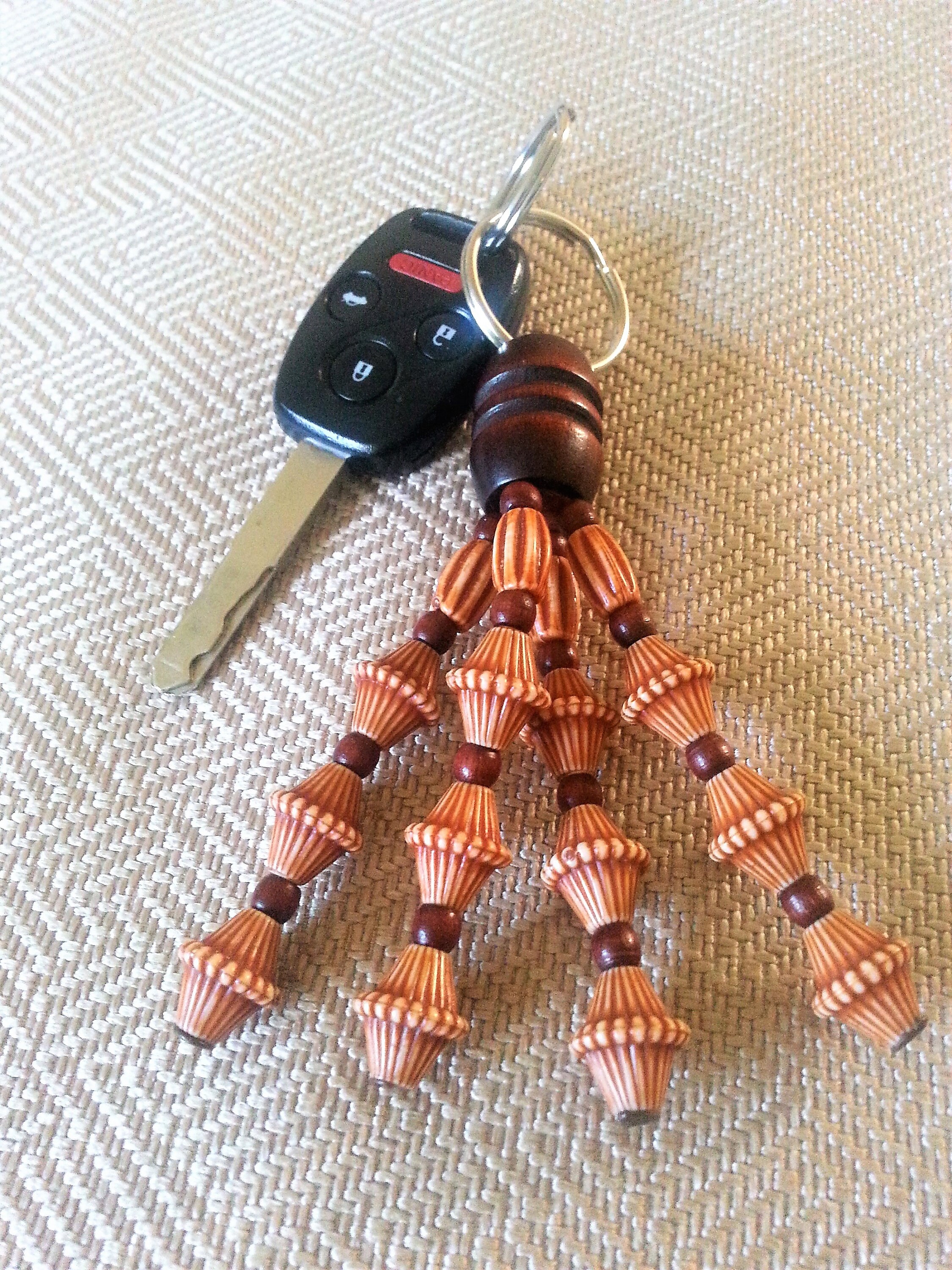 Beaded keychainmahoganyterracottakey holderkey finderkey Etsy