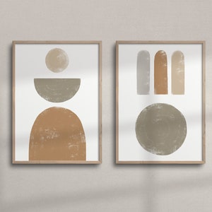 Set of 2 Prints | Mid Century Modern Wall Decor | Aesthetic Boho Bedroom Wall Art