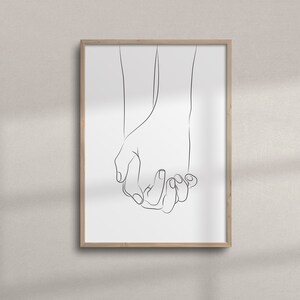 Printable Couple Holding Hands Line Art | Minimalist Hands Art | Bedroom Wall Art | Couple Line Art
