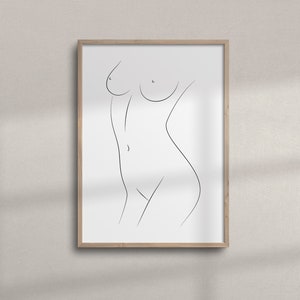 Naked Woman Line Art Print | Sensual Bedroom Art | Minimalist Feminine Wall Art | Printable Female Body Sketch