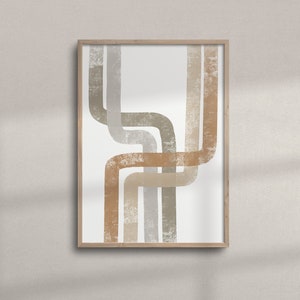 Mid Century Modern Abstract Line Art | Printable Earth Tone Neutral Wall Art | Boho Bedroom Wall Decor