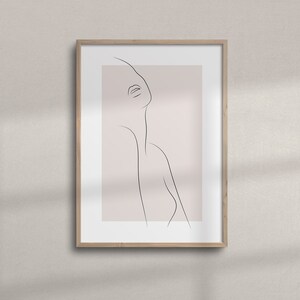 Printable Minimalist Woman Line Art Portrait | Naked Women Wall Art | Feminine Bedroom Decor | Aesthetic Wall Art