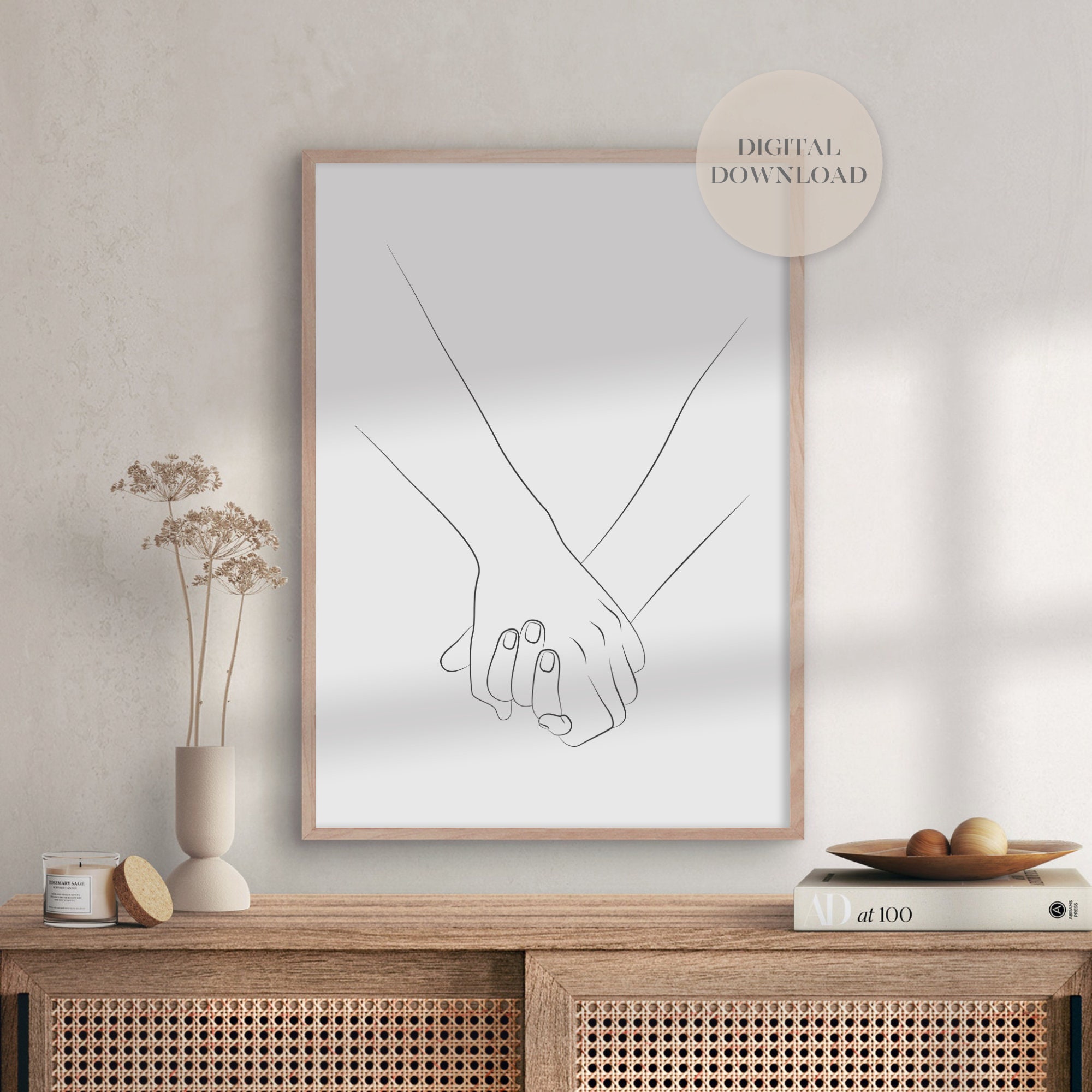 Couple Holding Hands Line Art | Printable Minimalist Line Drawing ...