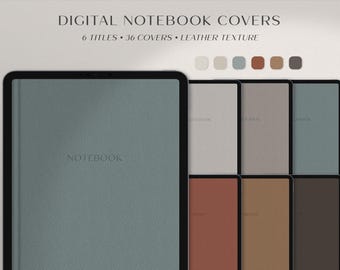 Leather Texture Digital Notebook Covers for GoodNotes, Notability | Digital Journal Covers | 2025 Planner Covers in Retro Winter Colors