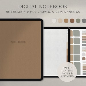 Hyperlinked Digital Notebook for GoodNotes | Digital Planner with Stickers | Digital Journal for iPad and Tablet | Digital Bullet Notebook