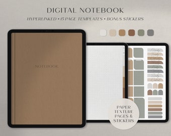 Hyperlinked Digital Notebook for GoodNotes | Digital Planner with Stickers | Digital Journal for iPad and Tablet | Digital Bullet Notebook