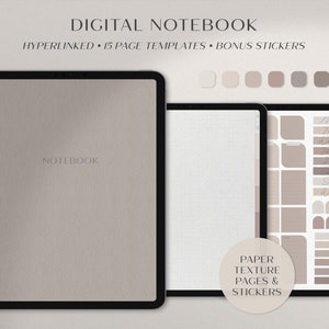 Hyperlinked Digital Notebook for GoodNotes | Digital Journal for iPad and Tablet | Digital Planner with Stickers | Digital Dotted Journal