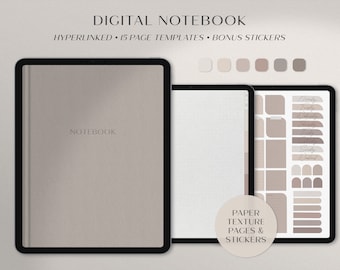 Hyperlinked Digital Notebook for GoodNotes | Digital Journal for iPad and Tablet | Digital Planner with Stickers | Digital Dotted Journal