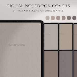 Leather Texture Digital Notebook Covers for GoodNotes, Notability | Digital Journal Covers | 2025 Planner Covers in Neutral Colors