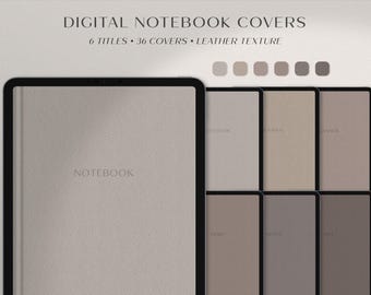 Leather Texture Digital Notebook Covers for GoodNotes, Notability | Digital Journal Covers | 2025 Planner Covers in Neutral Colors