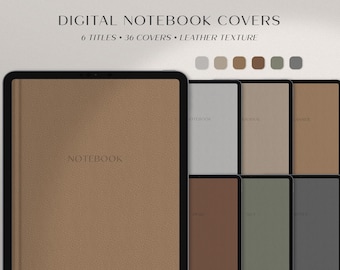 Leather Texture Digital Notebook Covers for GoodNotes, Notability | Digital Journal Covers | 2025 Planner Covers in Earthy Colors