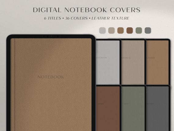 Leather Texture Digital Notebook Covers for GoodNotes, Notability | Digital Journal Covers | 2025 Planner Covers in Earthy Colors