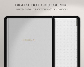 Hyperlinked Dot Grid Digital Journal for GoodNotes | Digital Notebook for iPad and Tablet | 12 Tab Digital Planner