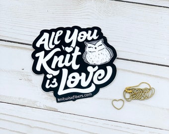 All You Knit Is Love Sticker and Heart Stitch Markers
