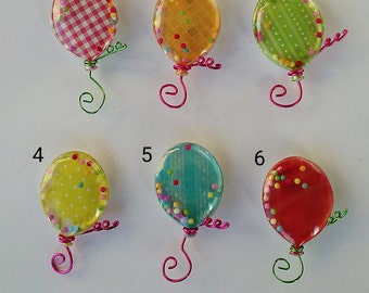 Shaker Balloon Magnets - 6 Multicolor Shaker Balloon Magnets