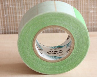 Deadstock Cloth or Gloss Book Binding Repair Tape, Color Craft Tape, One Green and One Orange, Craft Supply, Scrapbooking,