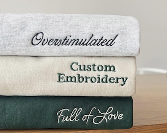 Custom Embroidered Left Chest Sweatshirt, Anniversary Gift, Personalized Gift, Embroidery Sweater, Father's Day Gift, Couples Gift