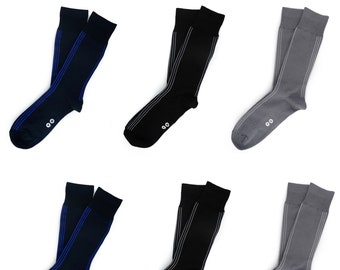 Men's Socks, 6-Pack Dress Socks, Black, Navy, Grey Socks, Mens cotton socks, Mens wedding socks, Gift for men, Formal Socks,