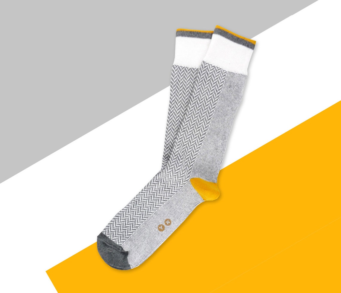 Mens Socks, Grey Socks, Mens Casual Socks. Patterned Socks. Novelty