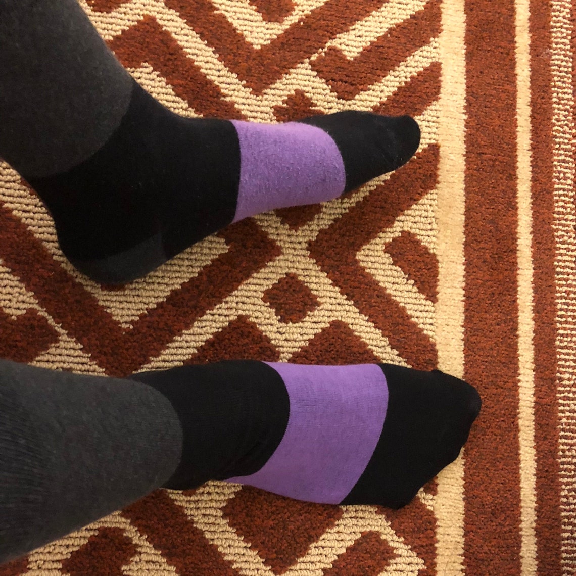 Men's Socks, Men's Black Purple Socks, Dress Socks for Men. Purple