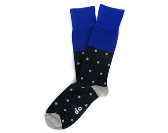 Mens Socks, Navy Blue Dotted Socks, Christmas gift, Mens Polka Dot Socks. Unique Socks. Minimal Socks. Cool Socks. Christmas gift