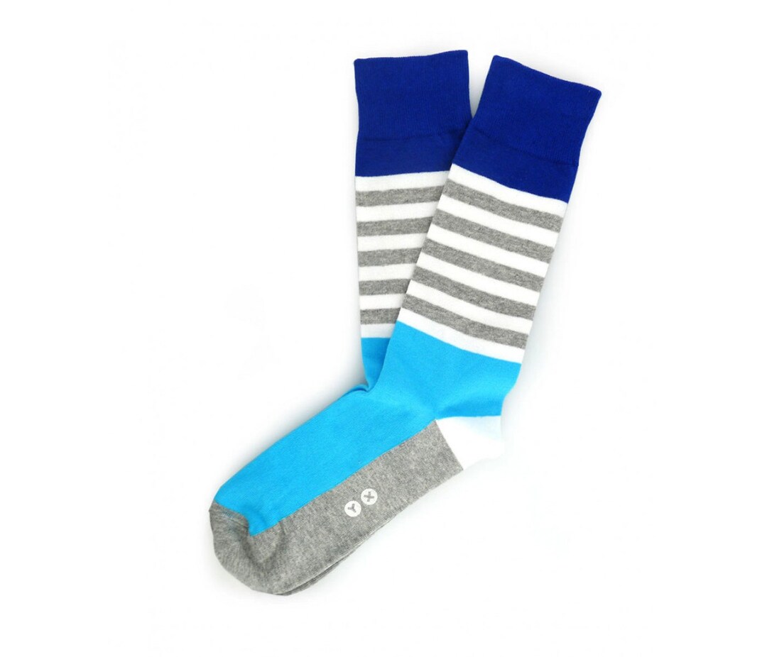 Men's Socks, Blue Striped Socks, Mens Athletic Socks. Fun Socks. Cool