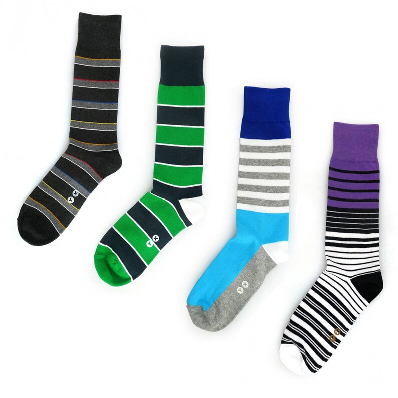 Men's Socks, Stripe 4pack Mens Socks, Christmas Gift, Men's Socks Gift