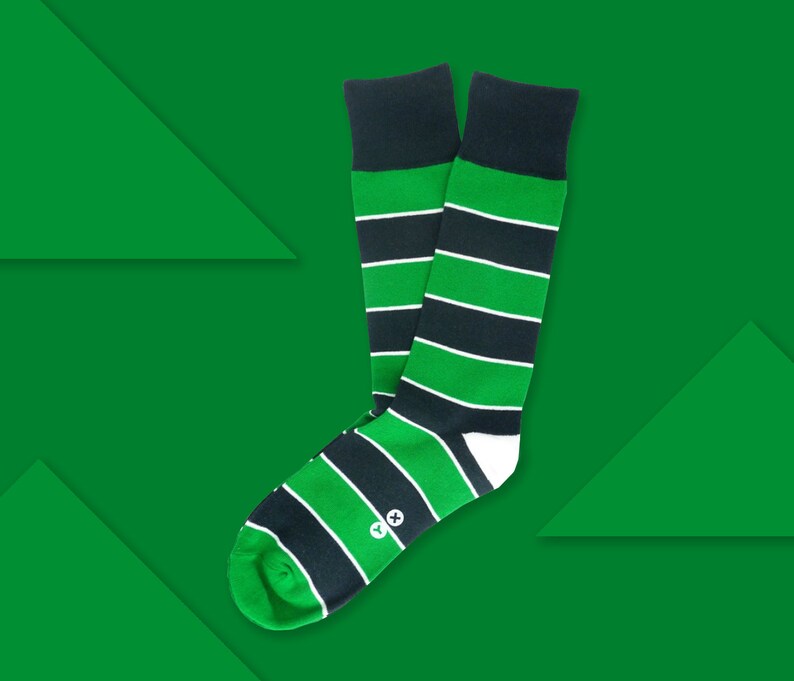 Men's Socks Christmas Gift Green Navy Striped Socks Etsy