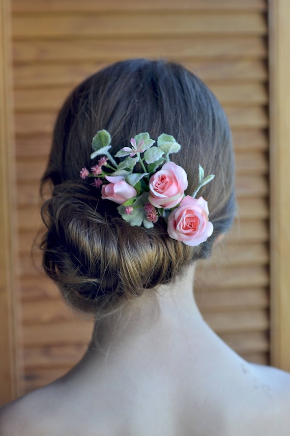 Rose Flower Hair Accessory Floral Headpiece for Weddings Bridesmaids Bridal Headpiece, Bridal Headband, Rose Crown, Pink Flower  main image 4