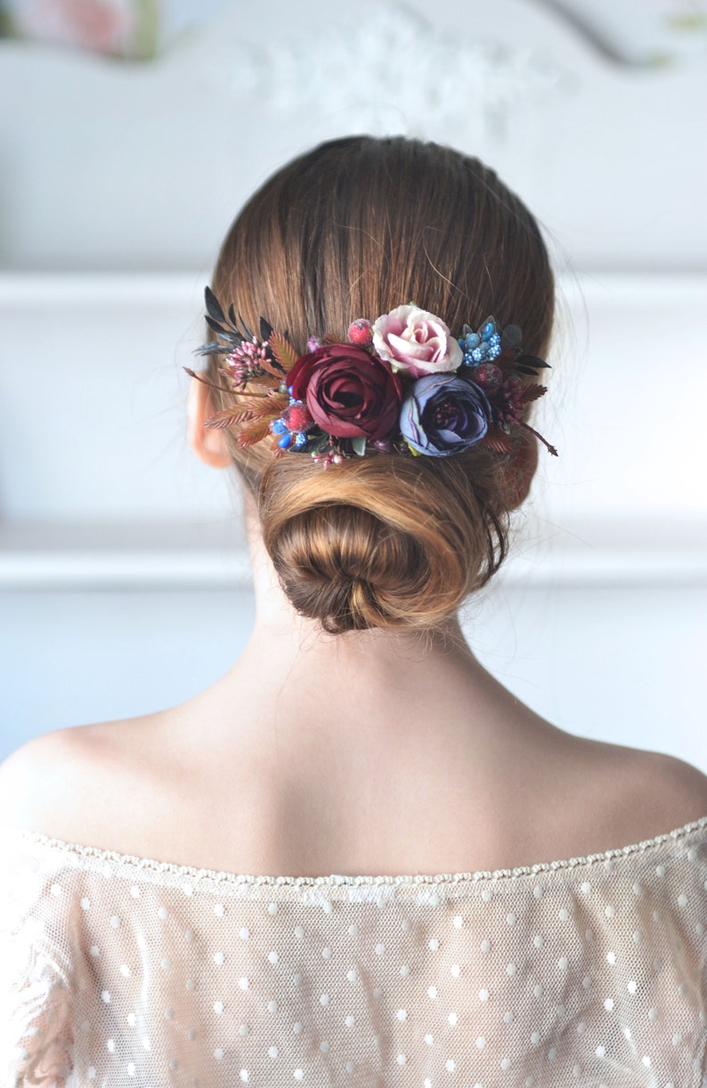 Burgundy Pink Blush Peony Flower Hair Comb Wedding Headpiece Bridal Hair Piece For Bride Burgundy Pink Blush Peony Flower Hair Comb Wedding Headpiece Bridal Hair Piece For Bride