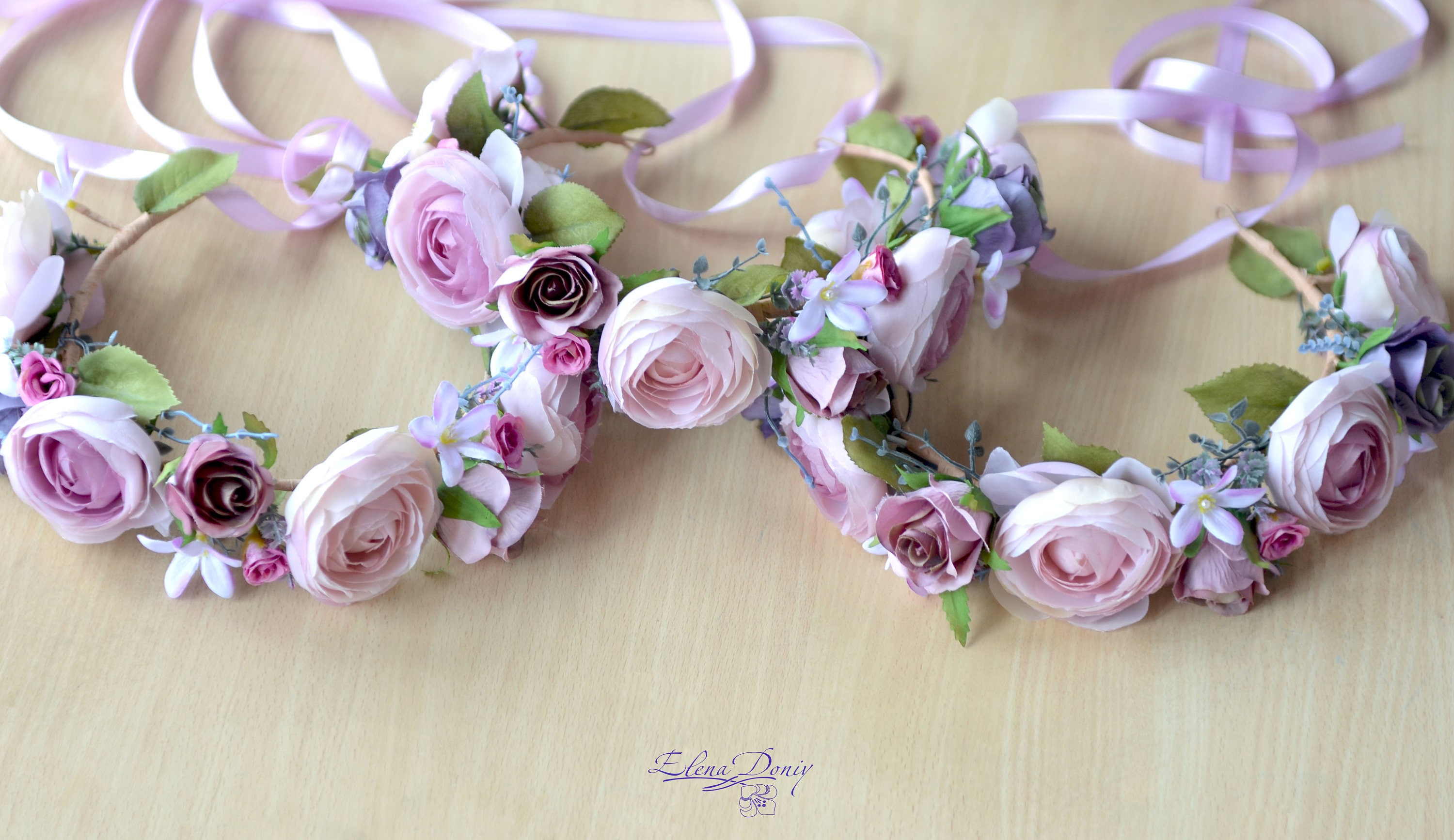 LLinfflr Blumenkrone Aus Kunstblumen – Lila, Verstellbar, Für Hochzeit, Party, Fotoshooting