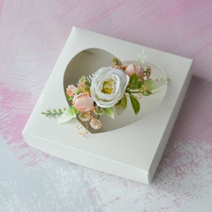 Fleur de pêche blanche peigne mariée floral casque mariage blanc rose peigne à cheveux mariée clip fleurs image 5