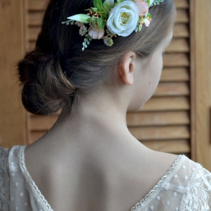 Fleur de pêche blanche peigne mariée floral casque mariage blanc rose peigne à cheveux mariée clip fleurs image 3