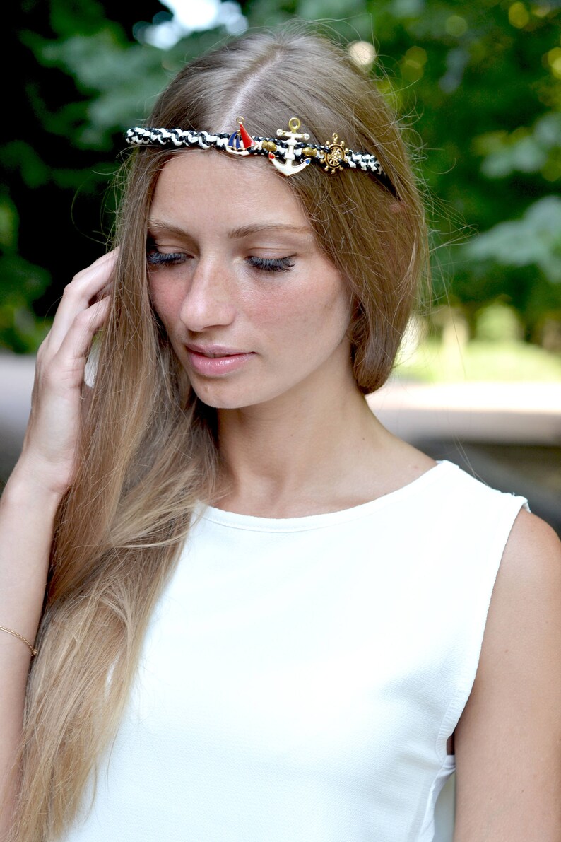 Marine Headband Nautical Head Piece Marine Anchors Tiara Sea Etsy