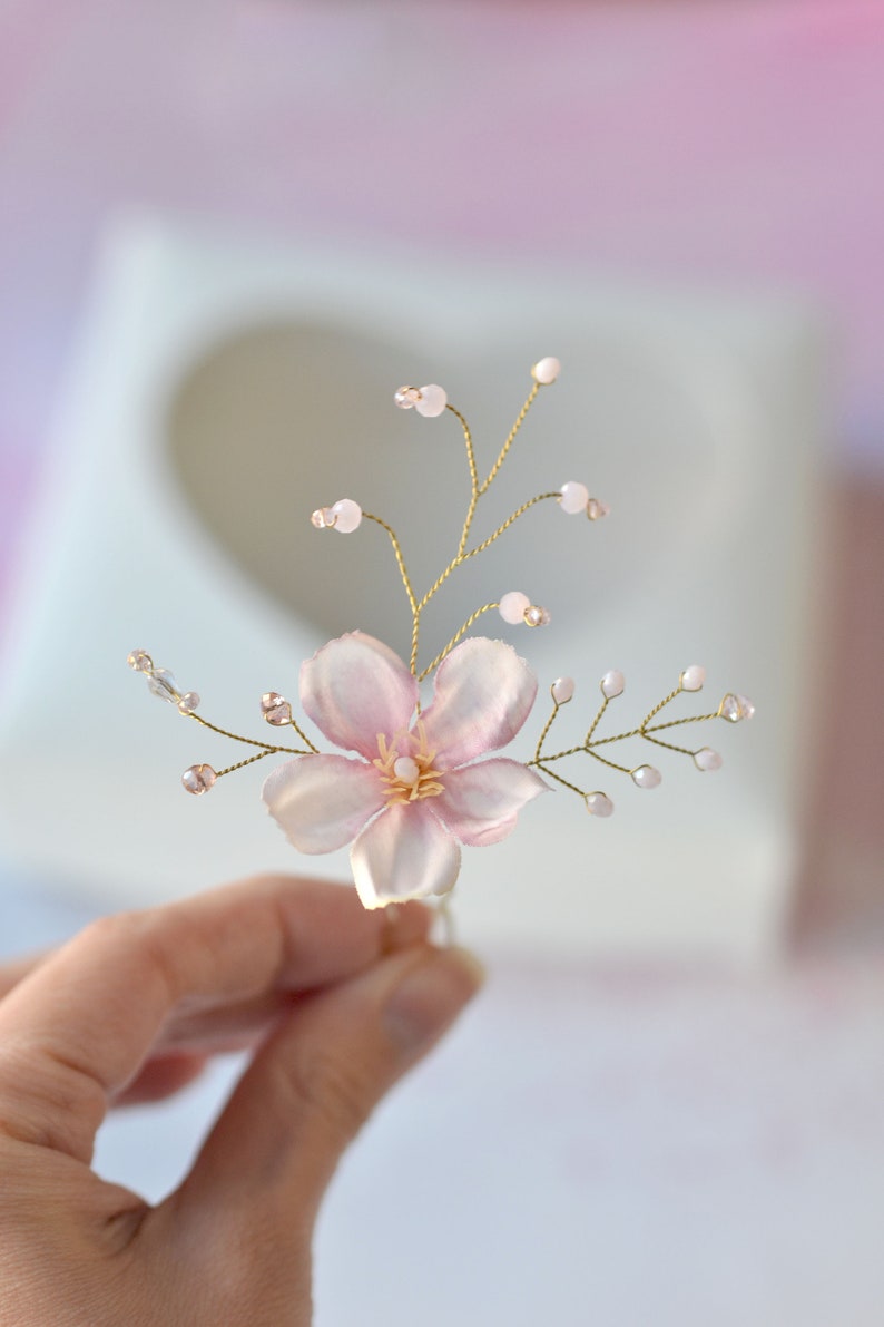 Blush Pink Flower Hair Pin Wedding Hair Accessories Floral Etsy