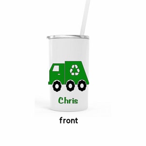 Personalized, Trash truck, Garbage truck, Kids Stainless steel tumbler, Kids cup, Transportation birthday party favor, Birthday gift