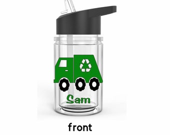 Personalized, Trash truck gift, Garbage truck, Kids water bottle, Kids cup, Boys gift, Trash garbage truck birthday, Party favor, Toddler