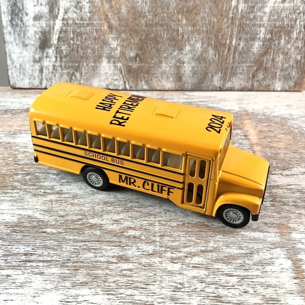Personalized Retirement gift, Toy school bus, Kids school, Back to school gift, Party favor, Retirement party gift, Bus driver gift,Bus cake