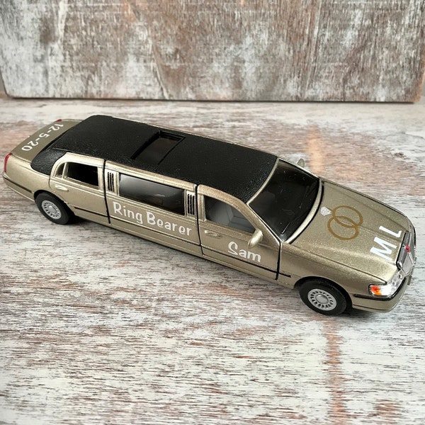 Personalized, Ring bearer gift, Ring security gift, Toy limo, Engagement gift, Photo prop, Groom gift, Wedding party gift, Cake topper