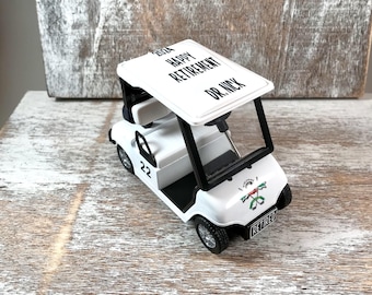 Personalized golf cart, Golf retirement gift, Golf birthday party, Golf cake topper, Birthday party favor, Golf retirement party decor