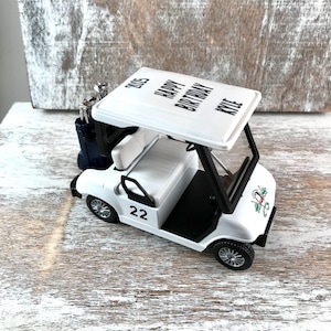 Personalized golf cart, Golf birthday gift, Golf birthday party, Golf cake topper, Birthday party favor, Golf retirement party decor