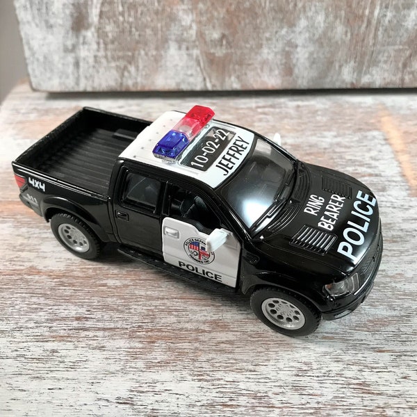 Personalized, Ring bearer gift, Police truck, Ring security, Kids gift, Groom gift, Wedding party gift,  Police birthday, Party favor, Usher