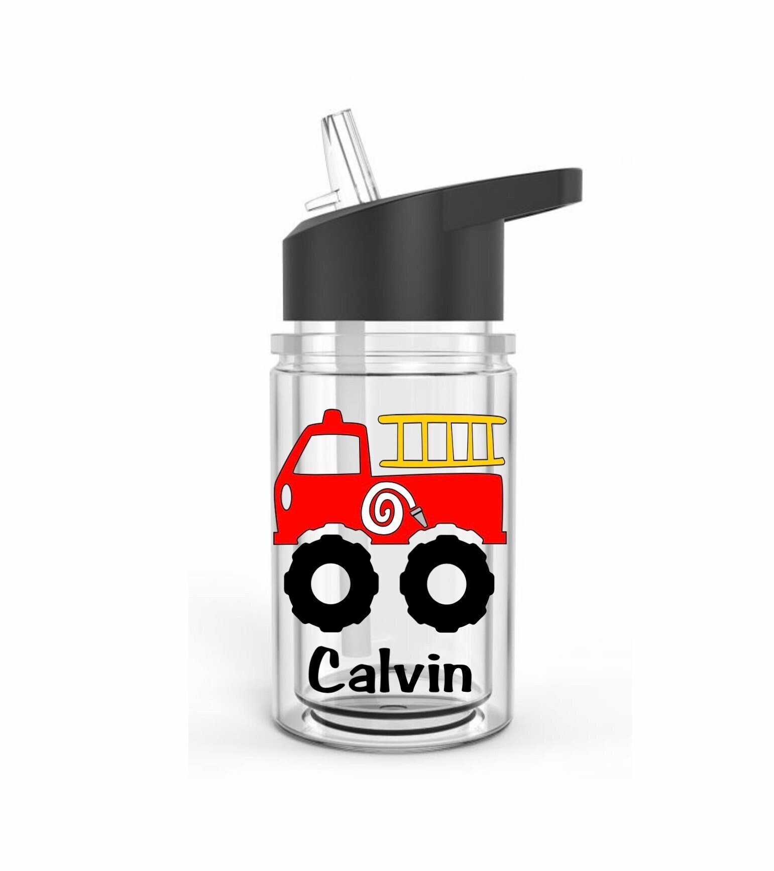 Personalized, Fire truck kids water bottle, Kids cup, Kids birthday party favor, Toddler gift, Toddler cup, Adoption gift, Birthday gift