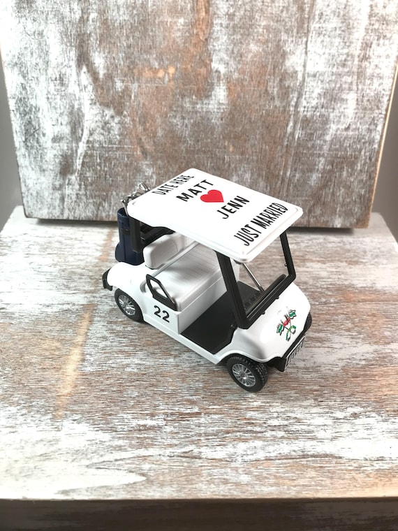 Personalized golf cart, Golf wedding decor, Golf cake topper, Golf engagement, Just married gift, Golf retirement gift, Golf player gift